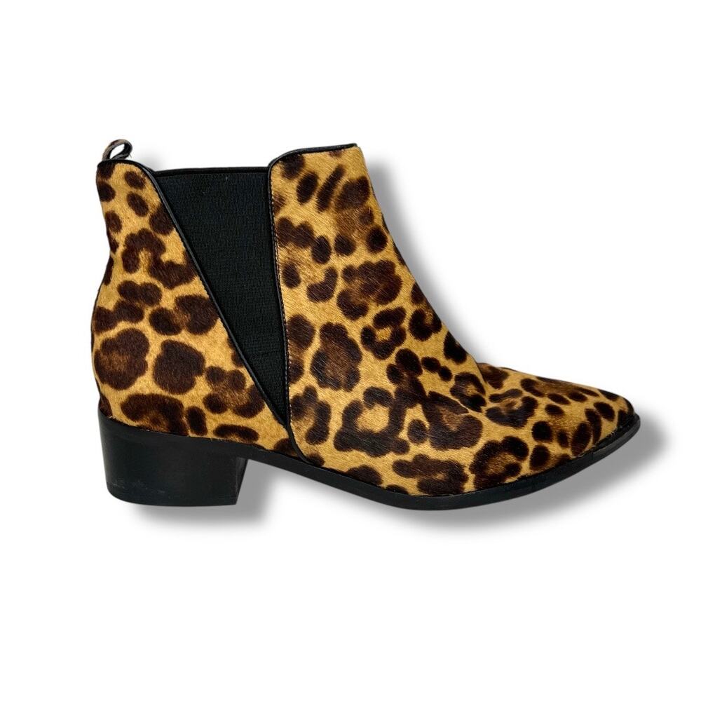 Marc Fisher Mlyalely Genuine Calf Hair Leopard Print Ankle Boot 7.5